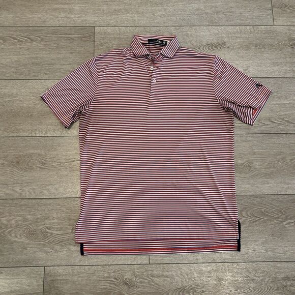 RLX Ralph Lauren Performance Polo Shirt Medium Red Blue Golf Preppy - Picture 2 of 6